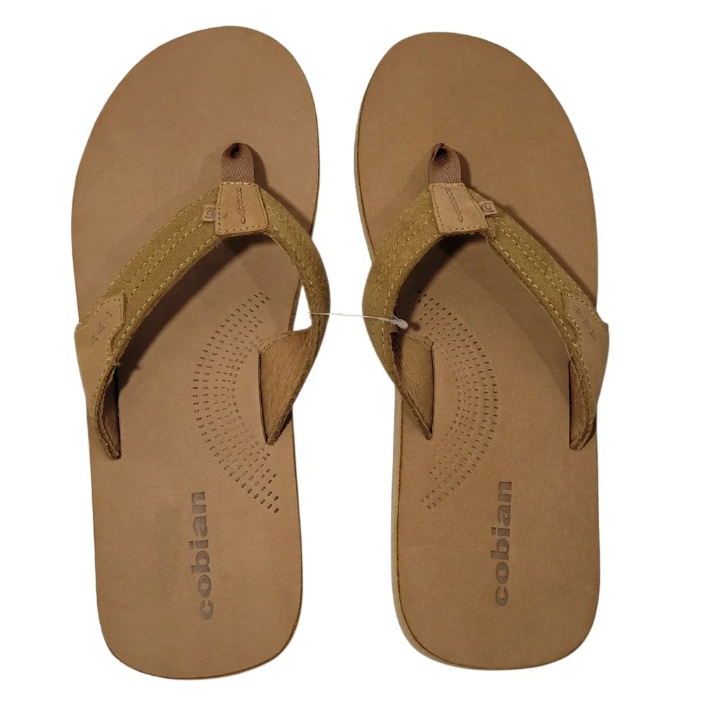 Cobian Lazo Flip Flop Sandals Men Size 11 CAMPO DEL SOL Tan Leather Arch Support